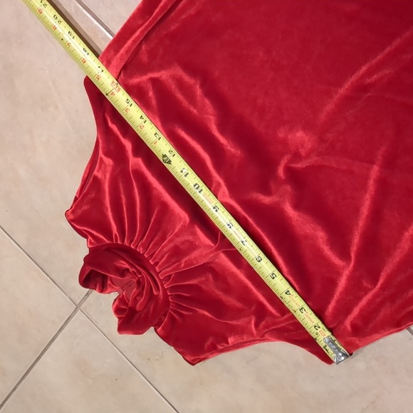 Calvin Klein Deep Red Velvet High Neck Sleeveless Dress Size 4 - Picture 5 of 6